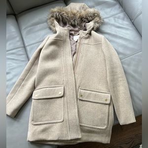 LIKE NEW: faux fur J.CREW peacoat